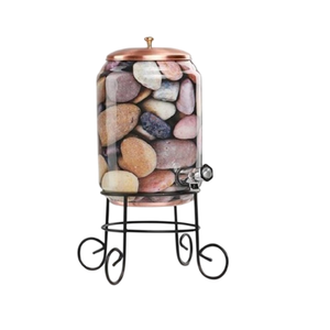 Red Patterned Glass Water Dispenser With Spigot Manual <b>Top</b> <b>Load</b> Household Use Copper Water Dispenser - Product Image 4