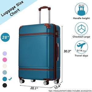 28 \ "espandibile Spinner valigia blu leggero ruote singolo bagaglio Vintage Hardshell TSA lucchetto singolo Vintage Vintage - Product Image 2