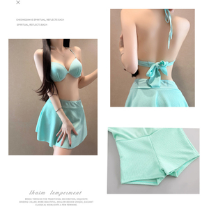 Quick Dry Knitted Push-Up Bra High Waist One Shoulder Women's <b>Sexy</b> <b>Bikini</b> Two-Piece Swimwear <b>Set</b> Spandex/Polyester Beach Wear - Product Image 2