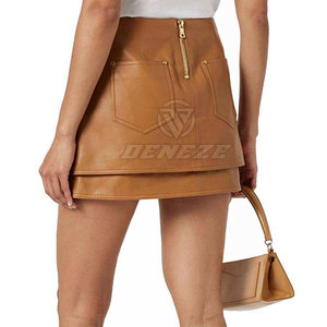 Jupes en cuir respirantes, légères et à séchage rapide, en stock, vente chaude, fabriquées au Pakistan, jupes en cuir pour femmes - Product Image 3