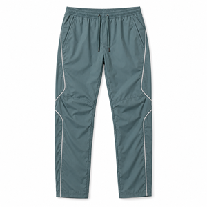 Teal <b>Track</b> Trousers Contrast Curved Piping Elastic Waist <b>Straight</b> <b>Legs</b> Open Hems Casual Athletic <b>Pants</b> Custom Wholesale Apparel - Product Image 1