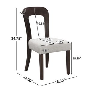 Set di 2 sedie da pranzo Wei, sedie laterali da cucina imbottite in tessuto grigio, gambe in legno massello di gomma marrone scuro, capacità di carico 330 libbre - Product Image 3