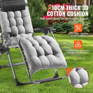Sedia a Gravità Zero Regolabile da 26 Pollici con Cuscino, per Interni/Esterni, Poltrona Reclinabile - Product Image 4