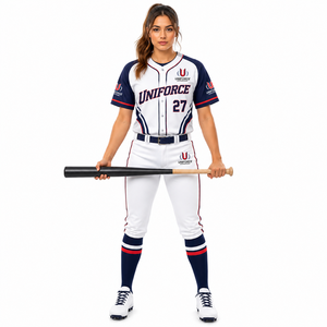 Uniforme de Béisbol Personalizado para Mujer, Conjunto Personalizado para Equipo, Nombre del Jugador de Alta Calidad, Logotipo Bordado en Blanco, Azul Marino y Rojo, Secado Rápido y Transpirable - Product Image 2