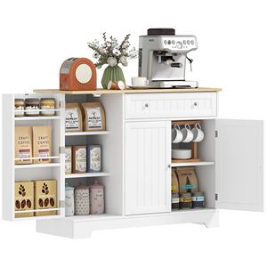 Modern 41\" White <b>Kitchen</b> Buffet Cabinet 3-Door <b>Sideboard</b> with Adjustable Shelf & Drawer for Dining Room - Product Image 1