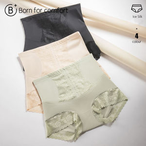 Braguitas de Control Sin Costuras para Mujer con Ribete de Encaje, Moldeadoras Firmes, Lencería de Spandex y Nylon Beige - Product Image 3