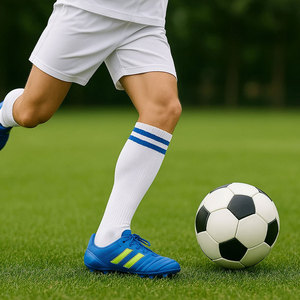 Soccer Solid Striped <b>Knee</b> High Socks Tube Mens Football Sports Footy Long Athletic <b>Compression</b> Training Match Day Breathable - Product Image 3