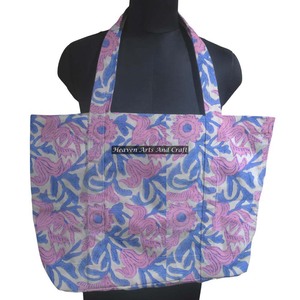 Sacs fourre-tout en tissu de toile de coton imprimés en blocs sur mesure, adaptés aux magasins d'accessoires de mode - Product Image 2