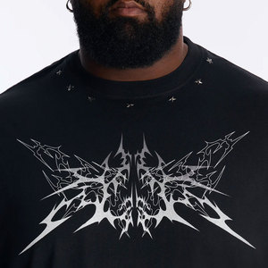 Camiseta de Hombre, Corte Regular, Negra, 100% Algodón, Manga Corta, Cuello Redondo, Estilo Urbano, Estampado de Letras, Tejido Jersey Transpirable - Product Image 5