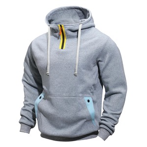 Sudadera con Capucha Azul Marino para Hombre con Cierre Amarillo y Bolsillos Azul Claro, Corte Regular Informal, Felpa de Algodón, Ropa de Otoño 2027 - Product Image 6