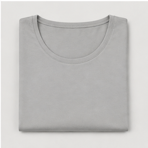 T-shirt gris clair à col rond et manches courtes pour femme, coupe décontractée WTS-0113 - Product Image 5