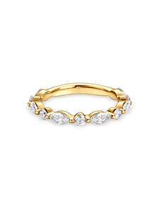 แหวนแต่งงานทรงมาร์คีส์และทรงกลมประดับเพชรแล็บโกรว์แบบครึ่งวง  ทำจากทองคำขาว 18K ทองคำเหลือง 18K ทองคำโรสโกลด์ 18K และแพลตตินัม - Product Image 2