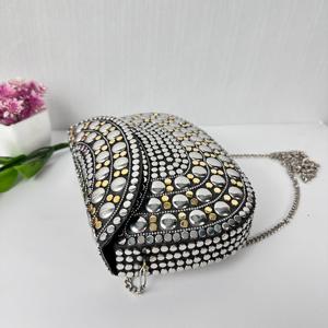 Excellente pochette en pierre Design de luxe Sacs faits à la main Argent Soirée Designer Prêt à expédier Sa Résine Laiton Mosaïque avec Métal Par FWE - Product Image 5