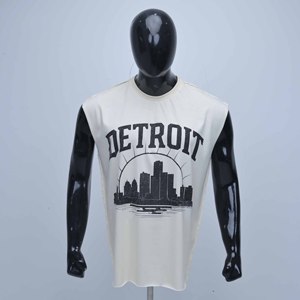 Vente en gros de débardeurs sans manches pour hommes de haute qualité, personnalisés avec l'impression du paysage urbain de Detroit, col rond, décontractés, en coton, pour l'été - Product Image 1