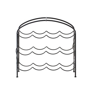 Porte-vin vintage rustique de style ferme en métal galvanisé pour 10 bouteilles avec poignée en bois, support antique français en fer et zinc - Product Image 6