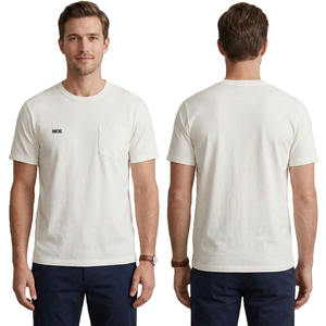 Camiseta de Algodón al por Mayor para Hombre, Estilo con Bolsillo, Cuello Redondo, Informal, Lisa, con Logotipo Personalizado, Fabricante de Ropa de Marca Privada OEM - Product Image 1