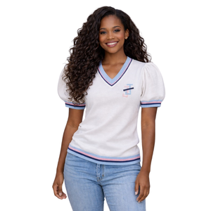 <b>White</b> <b>V</b> <b>Neck</b> Regular Sleeve <b>Women's</b> <b>T</b> <b>Shirt</b> Short Sleeve Knit Casual Fashion Top Summer 100% Cotton Breathable - Product Image 1