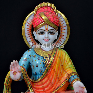 Statue de Bhagwan Swaminarayan en marbre |   Murti Swaminarayan artisanal – MALIYAS - Product Image 4