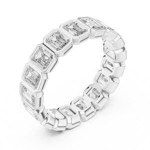 แหวนมอสซาไนต์ทรงเอเมอรัลด์แบบ Eternity Band ตัวเรือนทองคำแท้ 18K ดีไซน์เรขาคณิตคลาสสิกสำหรับผู้หญิง - Product Image 2