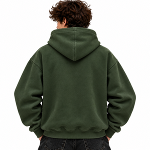 Sudadera con capucha extragrande para hombre, con estampado de águila verde oscuro, de forro polar grueso, estilo urbano - Product Image 3