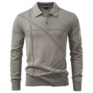 Suéter Polo de Punto Texturizado Refinado – Elegante Tejido Texturizado con Cuello Polo, Perfecto para Uso Casual, Cómodo y Versátil - Product Image 5