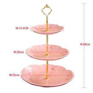Plato de Postre de Porcelana Reforzada con Relieve, Esmaltado Multicapa, con Diseño de Flor de Cerezo, para Té de la Tarde - Product Image 4