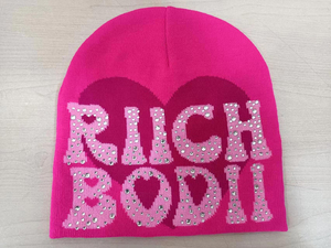 Unisex Street Style Rhinestone Letter Beanie Winter Hat <b>Sparkly</b> Knit 100% Acrylic Dobby - Product Image 1