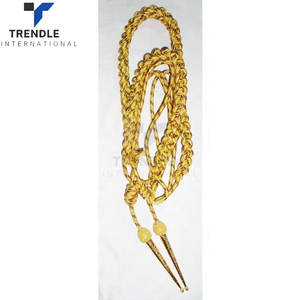 Cordón de hombro tipo aiguillette para uniforme, ecológico, hecho a mano, de nailon y algodón, plateado y dorado, con puntas metálicas doradas, en colores verde, azul cielo y con vetículas doradas. - Product Image 2