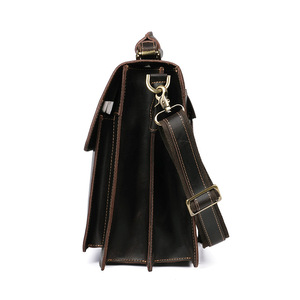 Sac rigide en cuir Crazy Horse pour homme, sac messager rétro, sacoche classique de grande capacité en cuir véritable pour ordinateur portable de 15 pouces - Product Image 4