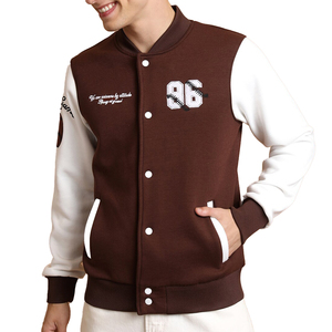 Blouson universitaire Off-White noir en PU pour homme avec patch brodé O W, style streetwear, coupe classique, collection automne - Product Image 5