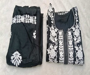Conjunto de Kurta de Algodón Negro para Mujer, Estilo Tradicional Holgado, Largo Midi, Ropa Casual, Estilo India Pakistán 85158 BS:-157 - Product Image 3