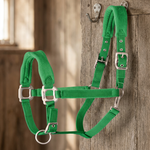 Harnais en cuir rembourré vert avec corde, réglable en nylon PP et ferrures métalliques pour usage équestre - Product Image 6