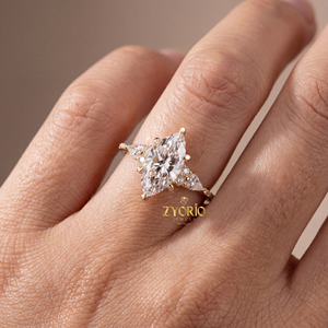 Impresionante Anillo de Compromiso con Diamante Cultivado en Laboratorio, Corte Marquesa, Plata 925, Diseño Elegante, Joyería de Moda para Novia - Product Image 2