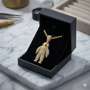 Hip Hop Retro Style Custom Astronaut <b>Pendant</b> Necklace 10K <b>Solid</b> <b>Gold</b> Unique Lab Grown Diamond iced Space lover Fashion <b>Pendants</b> - Product Image 5