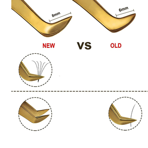 Pinzas para pestañas con revestimiento de color dorado, con puntas rectas, curvas y puntiagudas, juego de pinzas para pestañas - Product Image 3