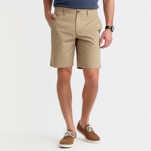 Men's Khaki Bermuda <b>Shorts</b> Mid Waist <b>Zipper</b> Fly Solid Color Casual 100% Polyester Quick Dry with Pockets - Product Image 4