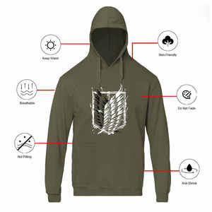 เสื้อฮู้ดผู้ชายผ้าฟลีซสำหรับฤดูหนาว ผ้าฝ้าย 100% สีพื้น ถักแบบลำลอง ทรงปกติ สีเขียวมะกอก แขนยาว - Product Image 3