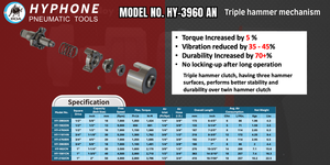 Clé pneumatique à triple marteau de haute qualité 1/2 en entraînement 1450 couple maximal 1 an de garantie pièces de rechange durables stables à bas prix - Product Image 6