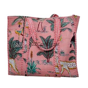 Handmade Cotton Quilted Large Long Handle Shoulder Tote <b>Bag</b> Women Eco Friendly Indian Bohemian Groceries Carry Striped <b>Bags</b> - Product Image 6