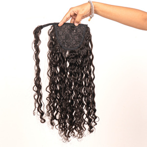 Extensiones de cabello de cola de caballo indio natural alineado con cutícula 100% de la mejor calidad, ondas suaves de larga duración - Product Image 2