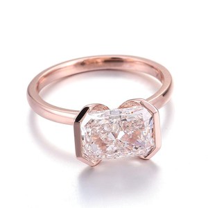 Bague solitaire de promesse en diamant radiant de 3,01 carats cultivé en laboratoire pour femme, or massif 14 carats, cadeau d'anniversaire pour elle - Product Image 3