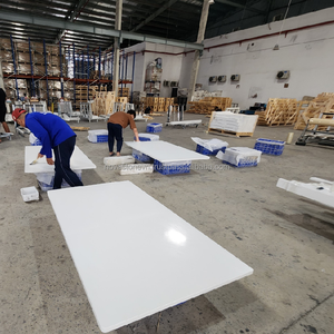 เคาน์เตอร์หินควอทซ์เทียมสีขาวบริสุทธิ์สำหรับงานวิศวกรรมที่อยู่อาศัยวิลล่าบ้านบาร์บ้าน - Product Image 5