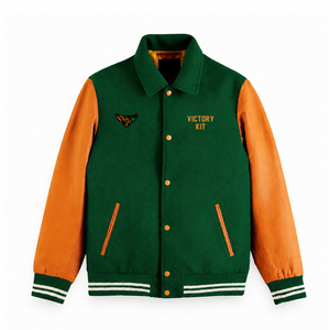 Chaqueta Universitaria Famo para Hombre, Chaqueta Letterman de Mezcla de Lana con Mangas de Cuero PU, Diseño de Serpiente en la Espalda, Estilo Deportivo Universitario - Product Image 4