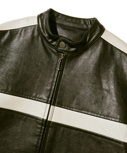 Blouson moto en cuir PU marron pour homme, col montant, fermeture éclair, coupe classique, idéal pour l'automne - Product Image 5
