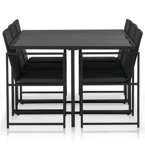 Set da Pranzo in Rattan Nero per Arredamento da Giardino e Esterni - Product Image 2
