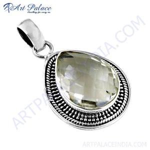 Pendentif Solitaire Citrine en Argent 925 Art Palace, Forme Goutte d'Eau, Sertissage Clos, Style Classique, Bijou Unisexe - Product Image 3