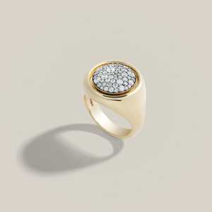 Lab Grown Diamond Signet <b>Ring</b> 14K 18K Solid Gold Black Rhodium Pave Victorian Inspired <b>Chunky</b> Cocktail Luxury Statement Fine - Product Image 1