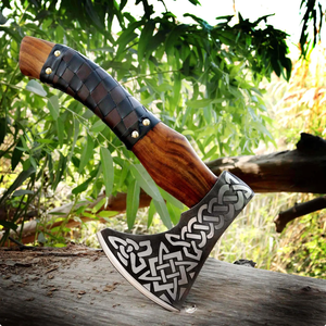 Handcrafted Carbon Steel Industrial Grade Camp Hatchet <b>Wood</b> Handle Genuine Leather Sheath | DIY Outdoor Survival Tool | OEM Ma - Product Image 4