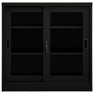 ตู้บานเลื่อนเหล็กสีดำพร้อมกระจกนิรภัยขนาดกลางสำหรับห้องนั่งเล่น - Product Image 2