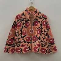 Veste matelassée Suzani brodée à la main pour femmes, manteau d'hiver ethnique à manches longues, robes décontractées